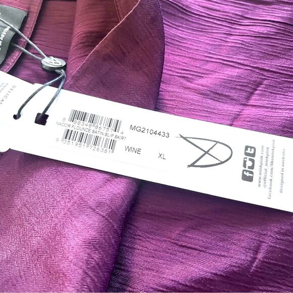 Mink Pink Nador Burgundy Flounce Satin Slip Skirt size XL NWT - Picture 7 of 10